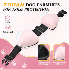 ZOHAN dog ear muffs pink earcups reduce noise for calmer visits
