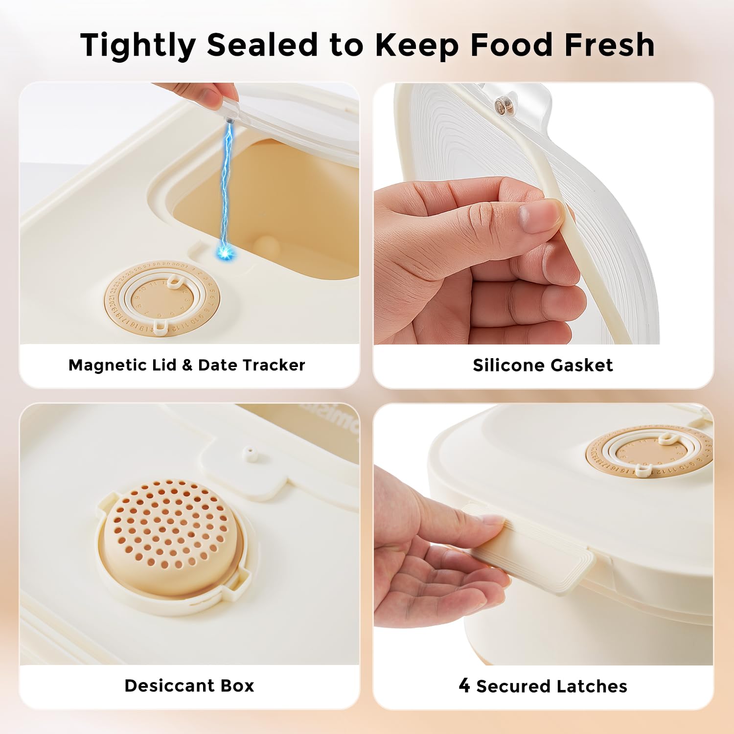 ZOMISIA airtight seal protects kibble from moisture and pests.