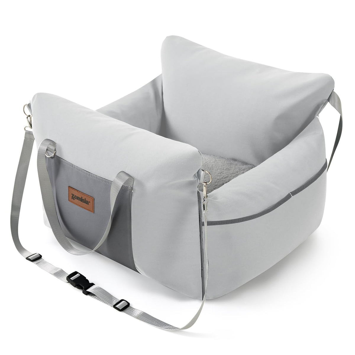 ZOMISIA dog car seat front view promotes secure, comfortable rides.