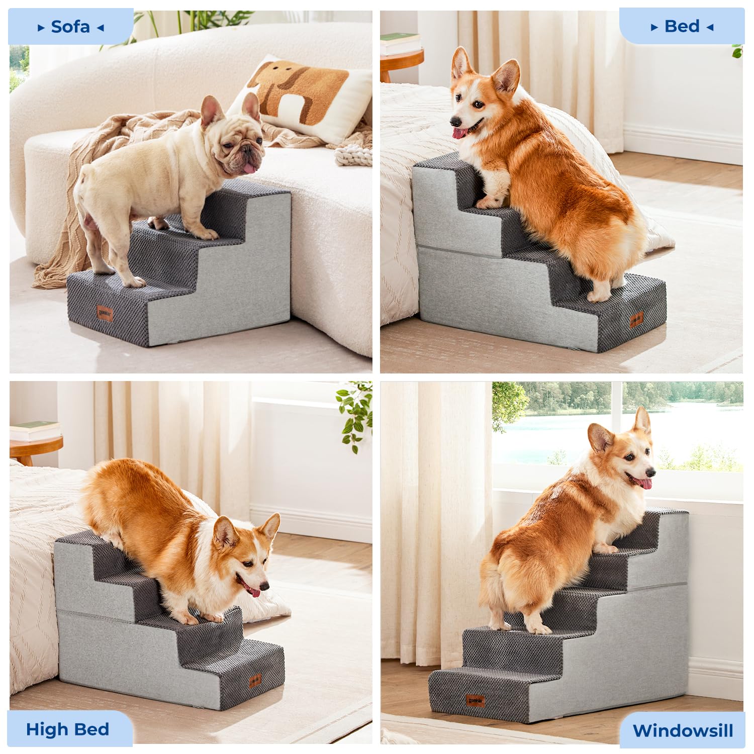 ZOMISIA 4-step 18-inch stairs for easy sofa or bed access