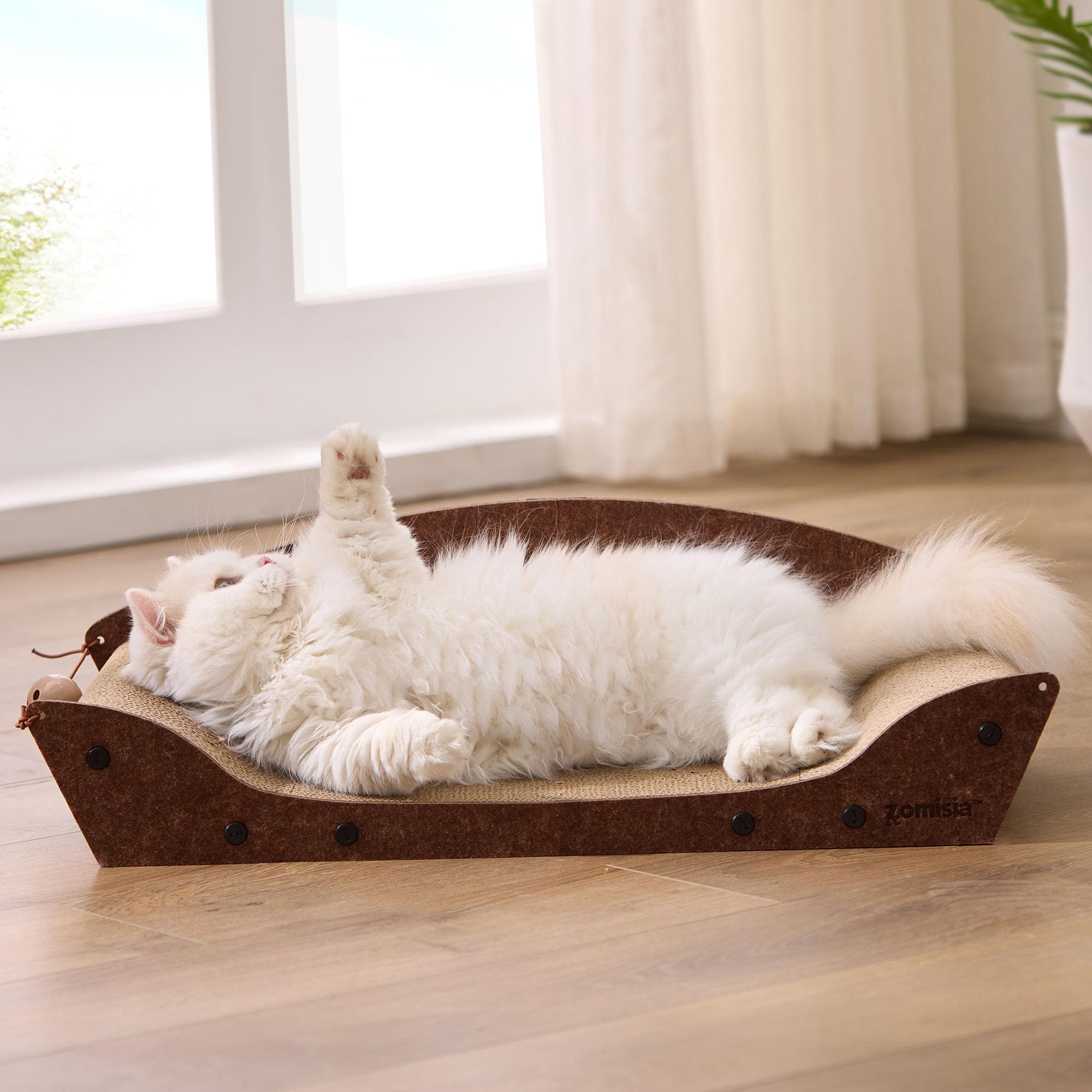 ZOMISIA 26inch cat scratcher lounger offers spacious lounging for full-body stretch and comfort