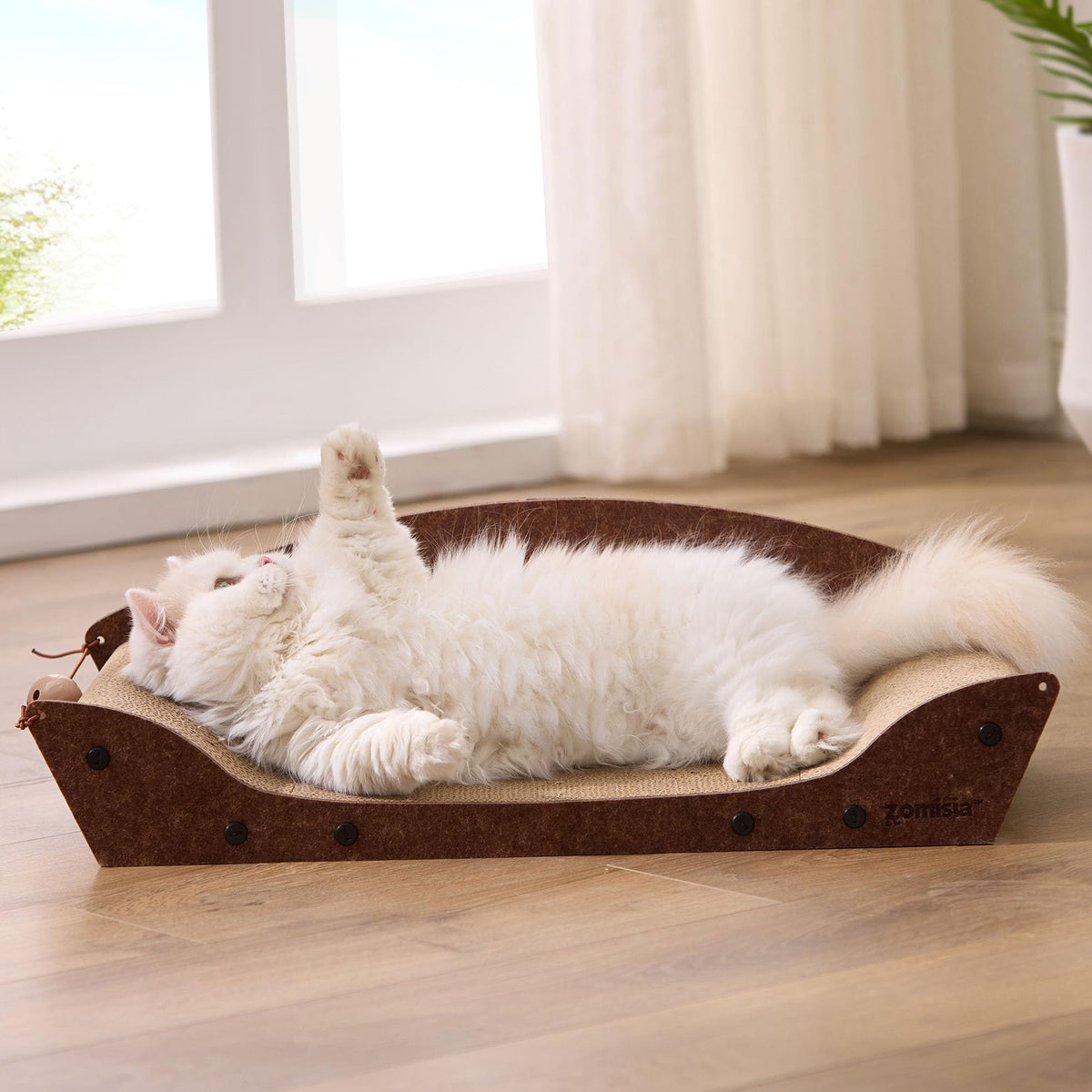 ZOMISIA 26inch cat scratcher lounger offers spacious lounging for full-body stretch and comfort