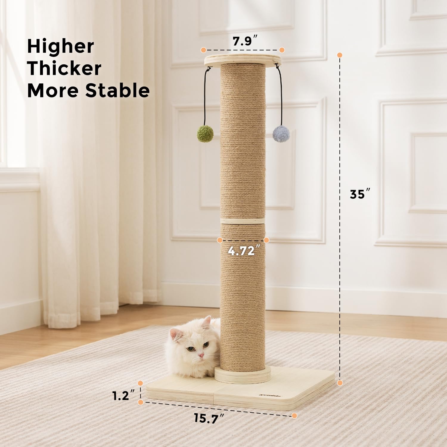 ZOMISIA sisal surface delivers durable scratching and muscle-flexing opportunities