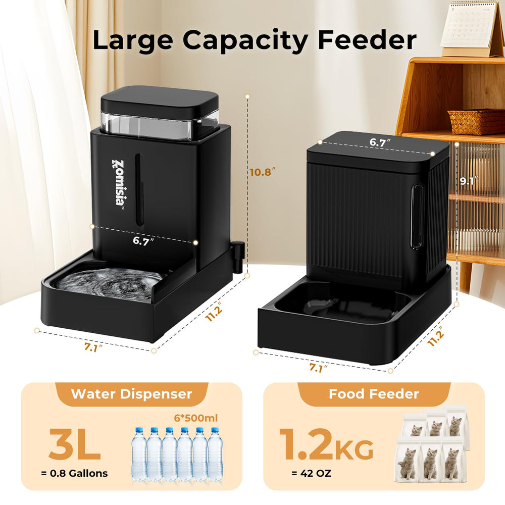 ZOMISIA automatic feeder and water set with 180-degree rotation enables flexible room layout.
