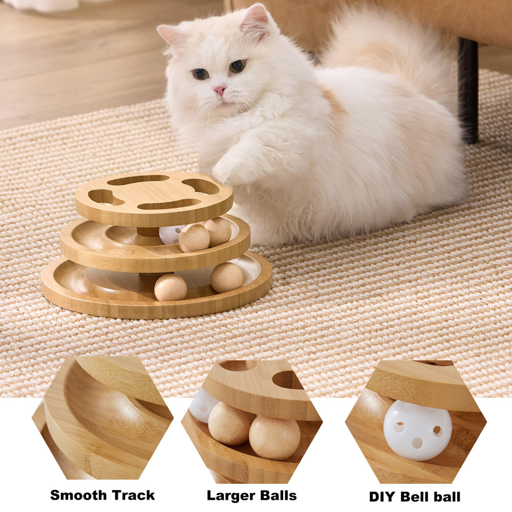 ZOMISIA cat ball track toy — 10x10x4 inch design with larger tracks for variety.