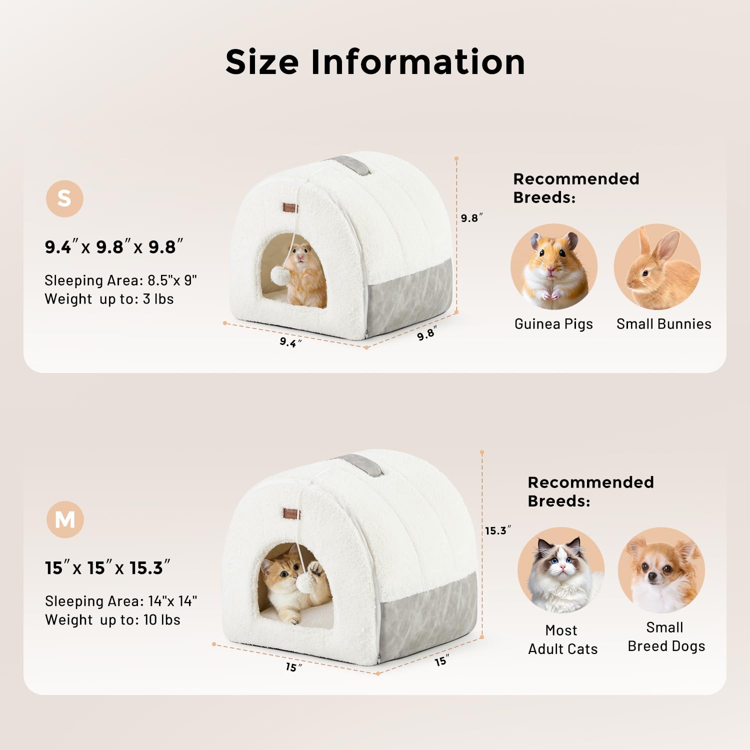 ZOMISIA cat bed cave interior plush sherpa lining delivers cozy warmth.