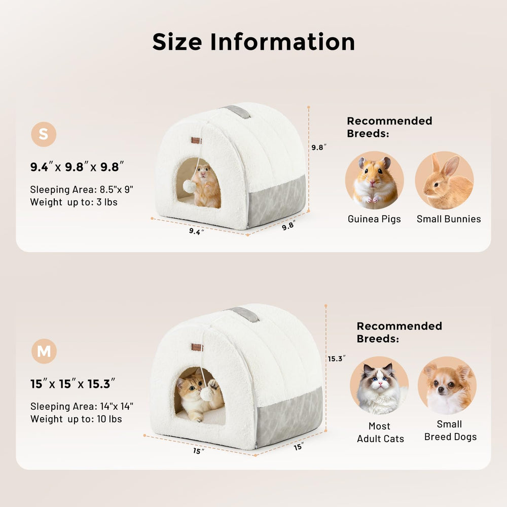 ZOMISIA cat bed cave interior plush sherpa lining delivers cozy warmth.