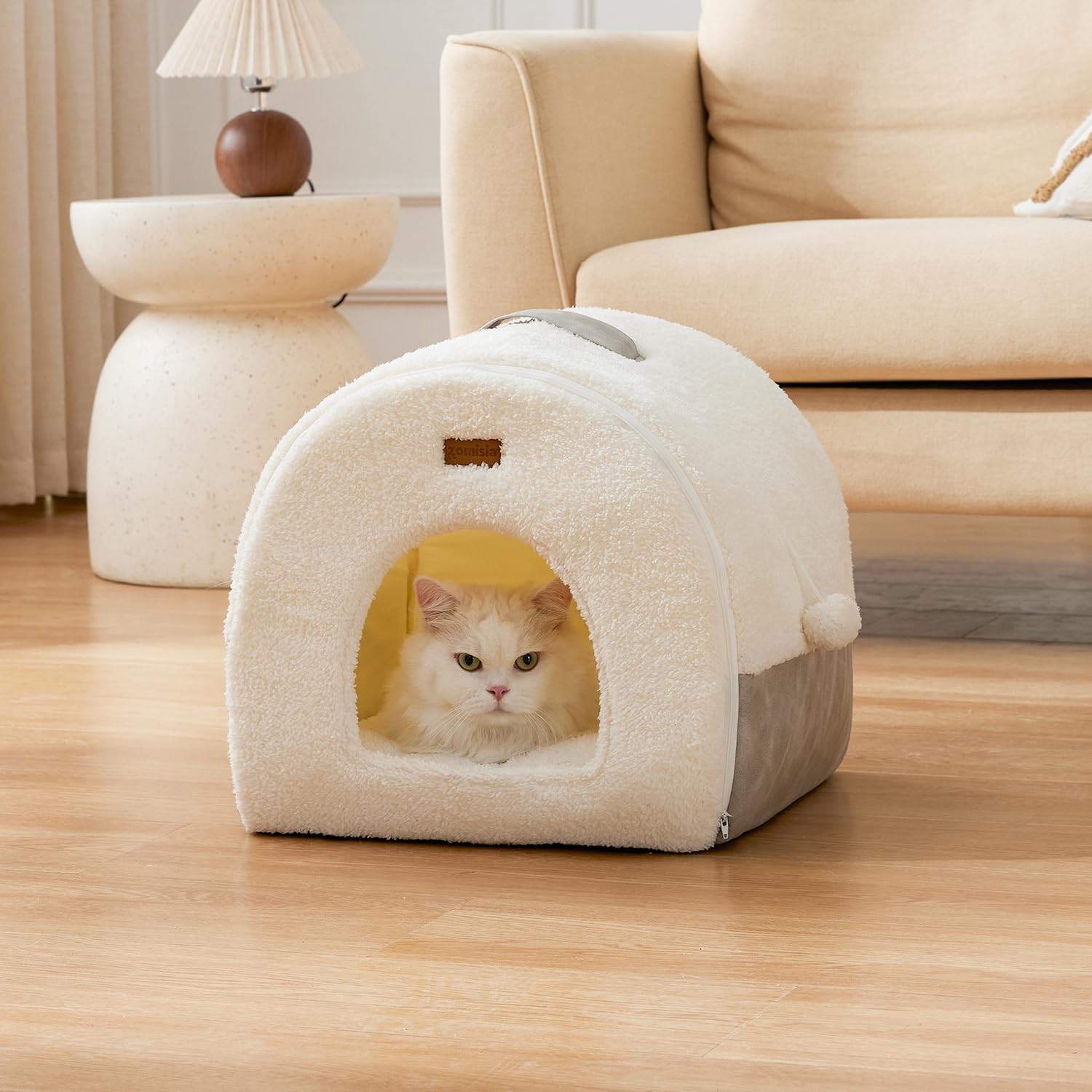 ZOMISIA cat bed cave machine-washable design simplifies thorough cleaning.