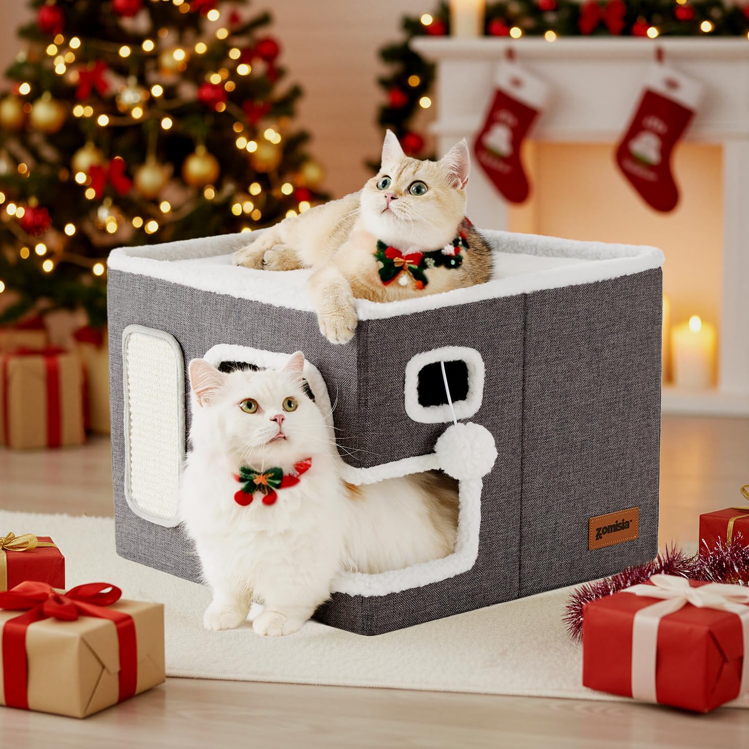 ZOMISIA cat bed with enclosed den for a private cozy retreat