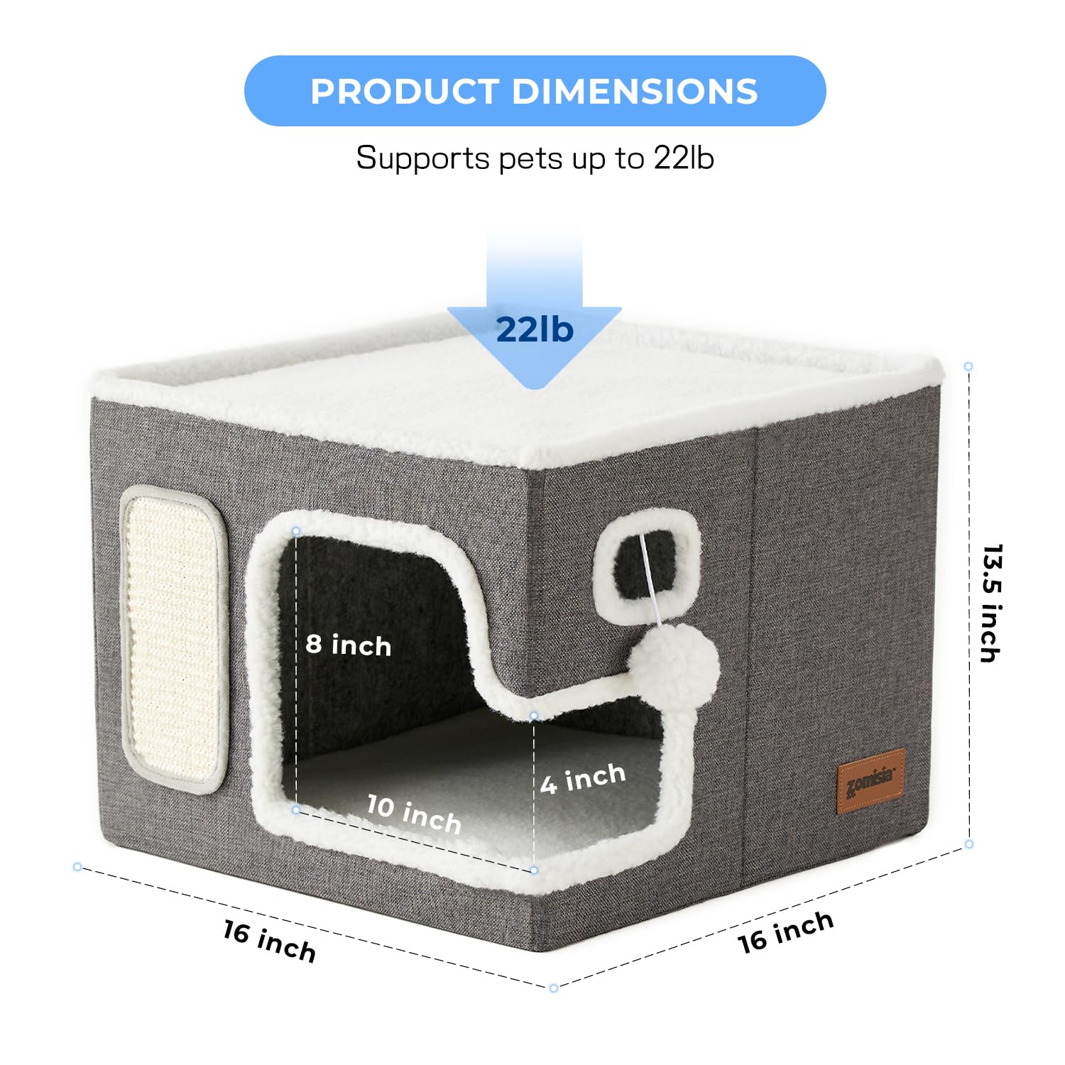 ZOMISIA cat bed foldable hideaway folds for easy storage