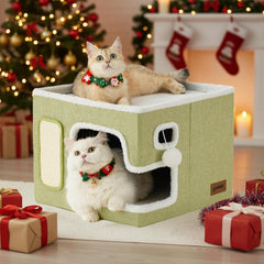 ZOMISIA cat bed green enclosed den offers private cozy space for indoor cats.