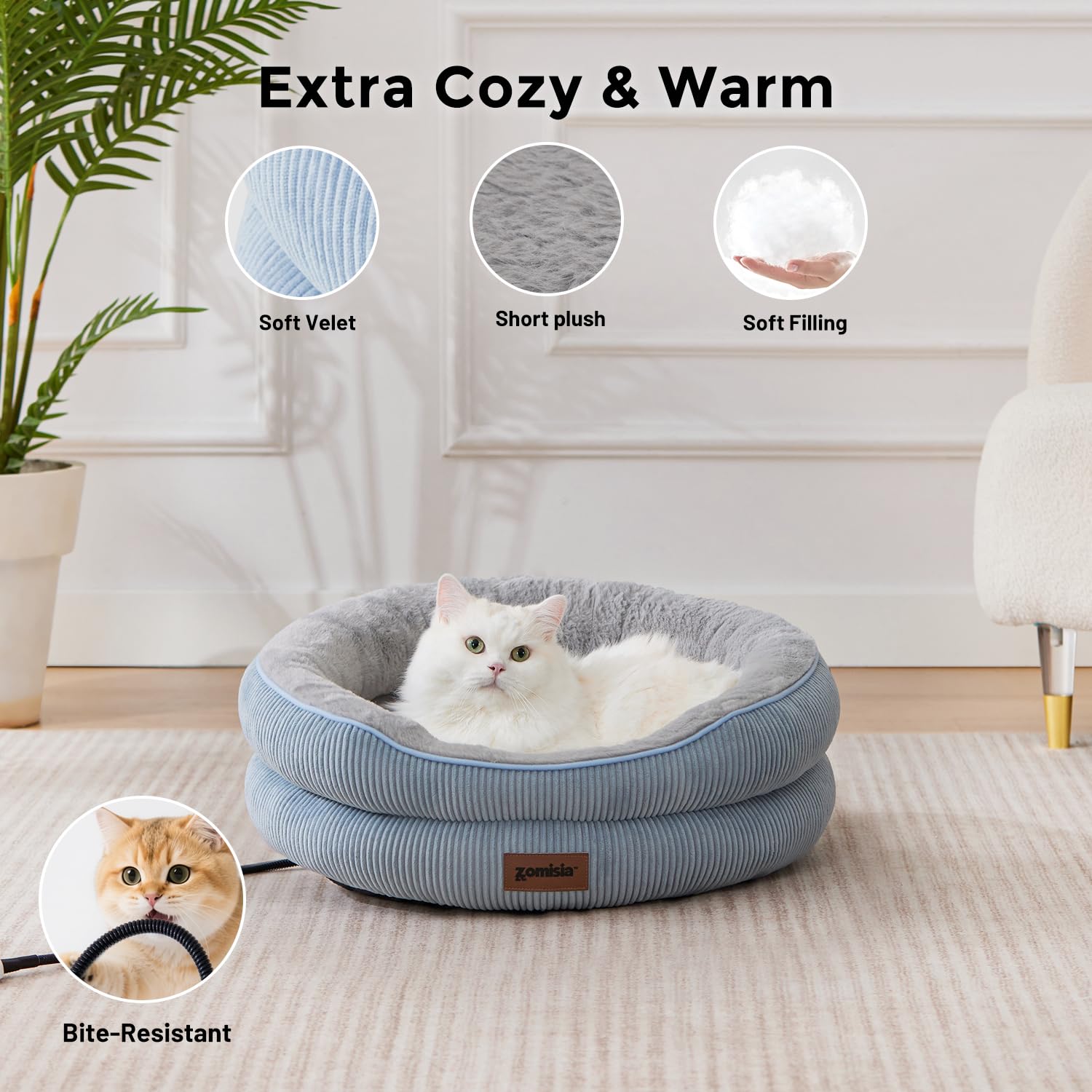 ZOMISIA cat bed interior space supports comfortable snuggles.