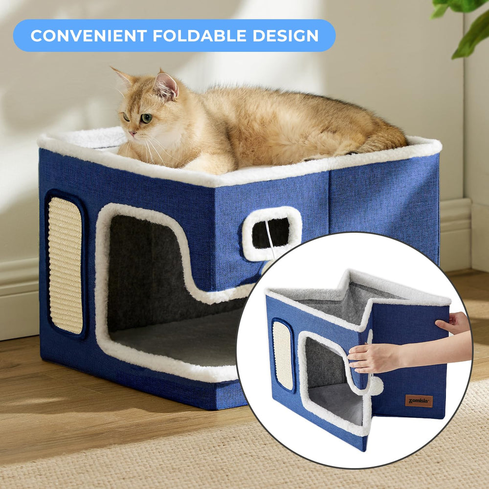 ZOMISIA cat bed sturdy construction withstands playful scratching.