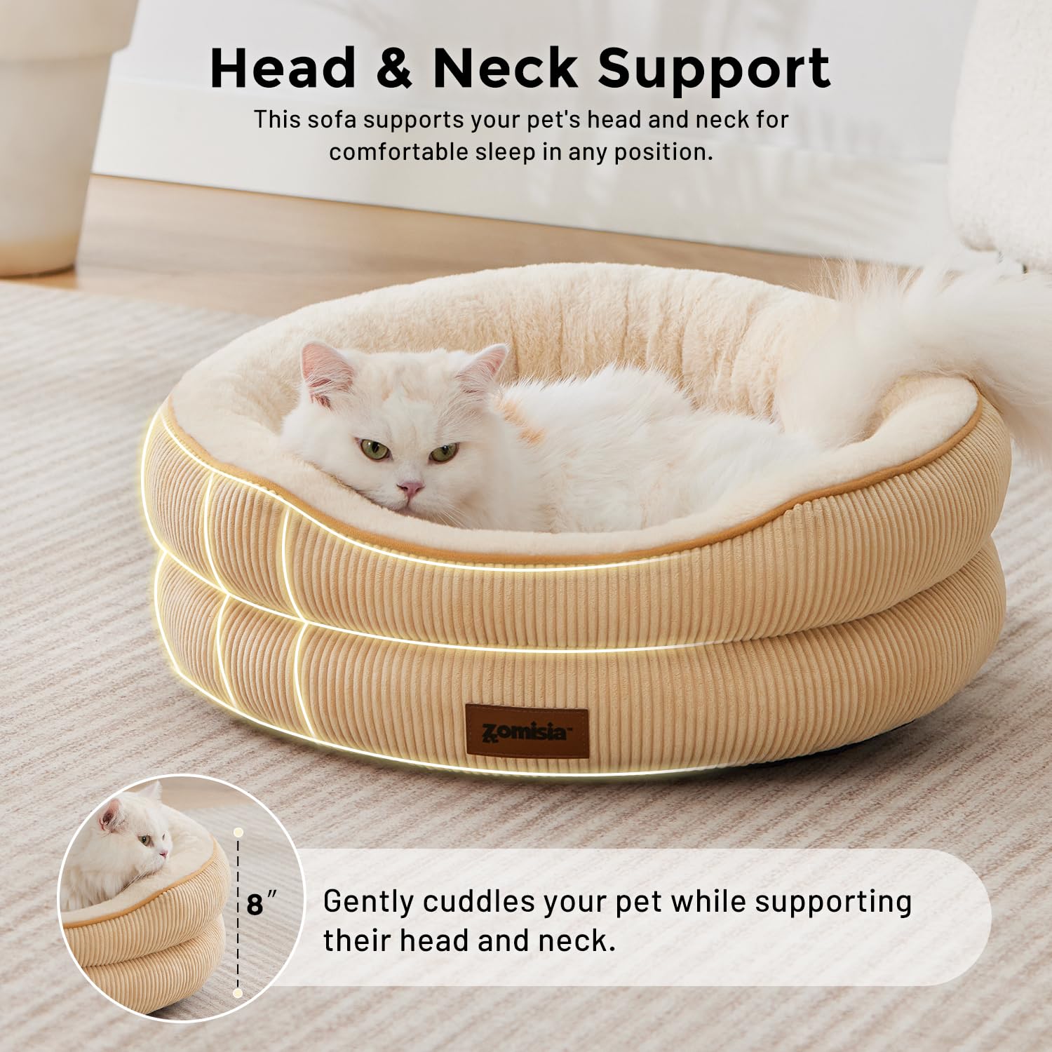 ZOMISIA cat bed washable cover makes quick cleanups easy.