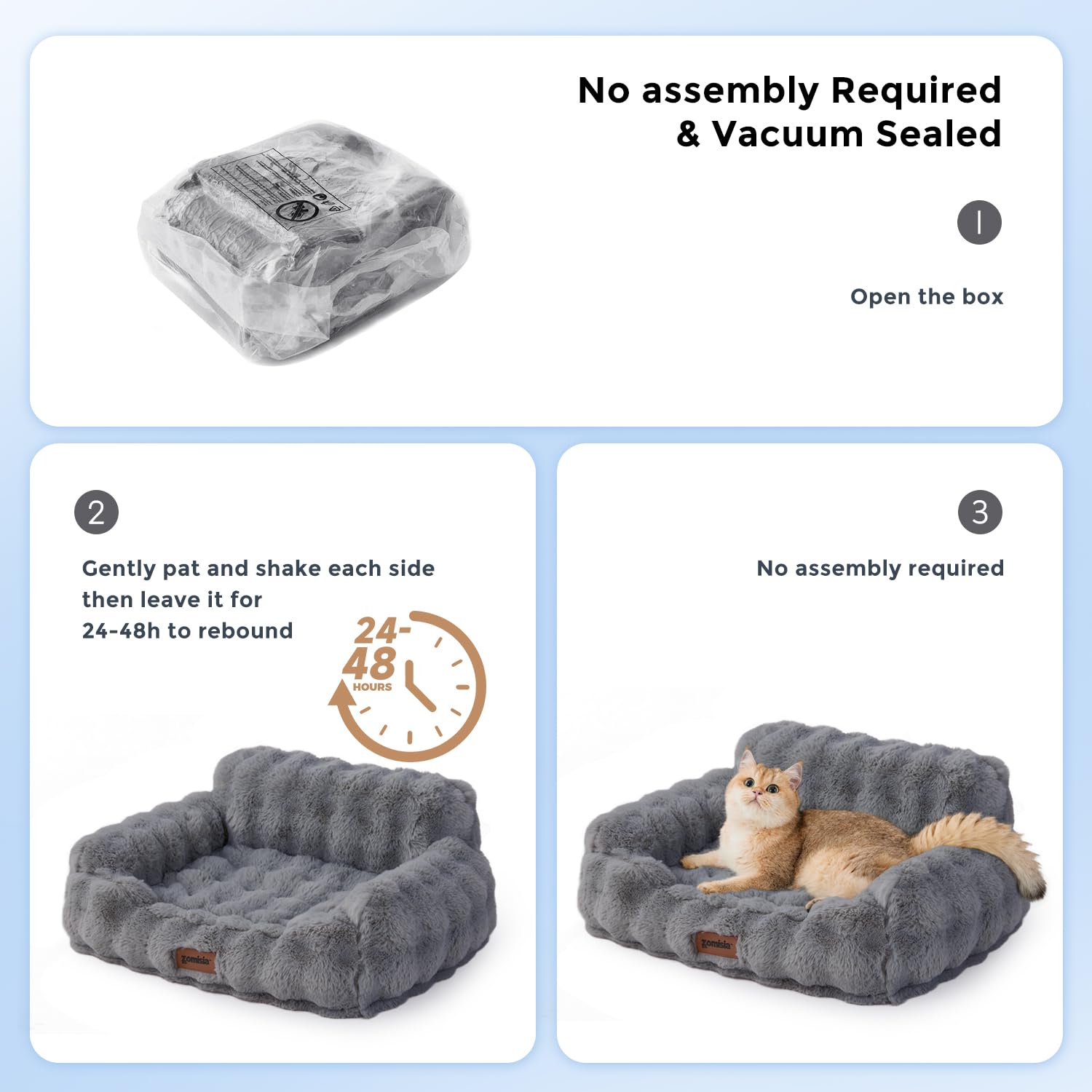 ZOMISIA cat couch bed non-slip bottom helps keep the bed stable on smooth floors