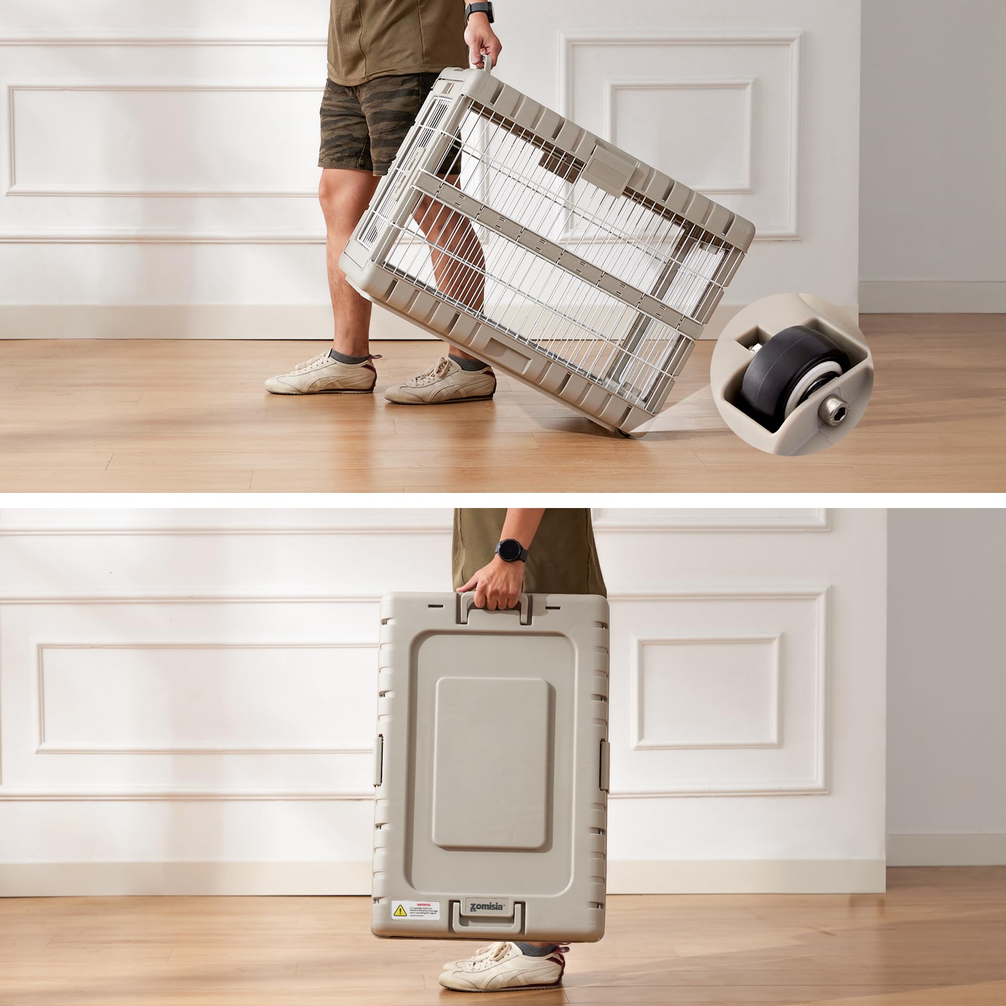 ZOMISIA 28in durable plastic-metal crate for secure containment.