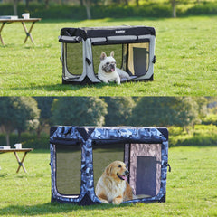 ZOMISIA collapsible dog crate ventilation mesh windows provide airflow and easy supervision.