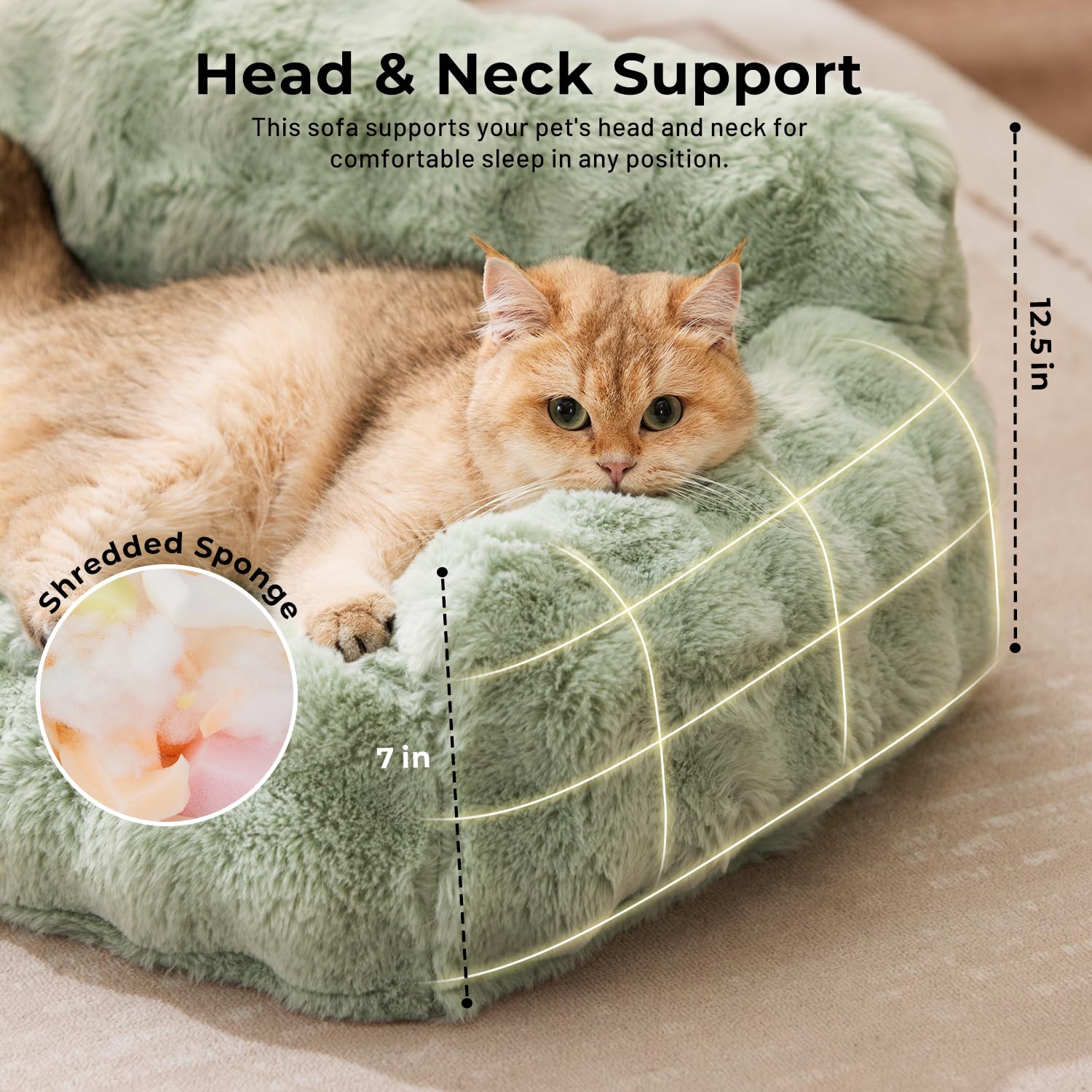 ZOMISIA dog couch bed armrests and backrests frame head and neck for relaxed lounging.