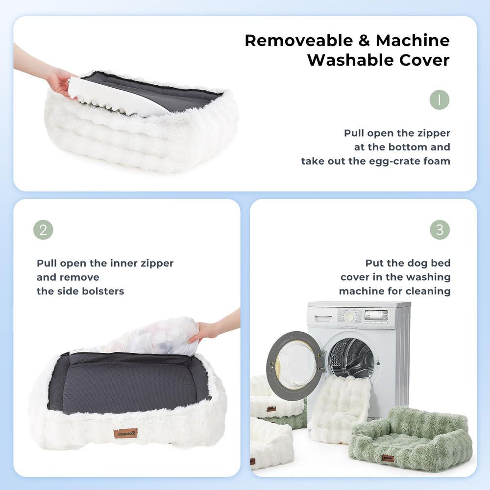 ZOMISIA dog couch bed removable cover enables easy washing and care.