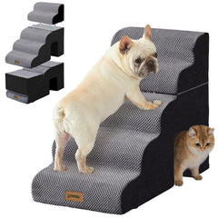 ZOMISIA Dog Ramp 5-step expansion demonstrating easy bed access