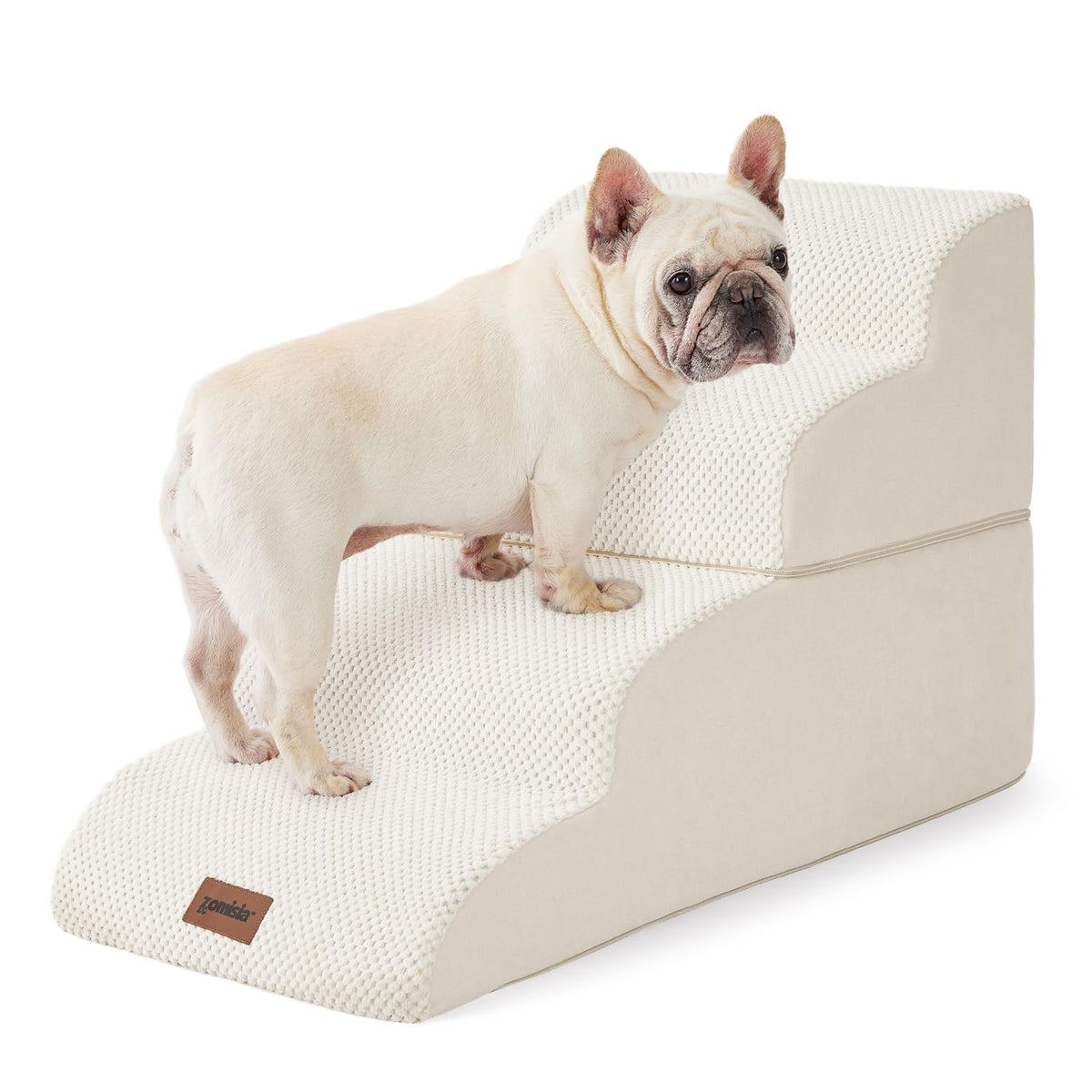 ZOMISIA dog stairs bed access beige helps pets reach furniture safely