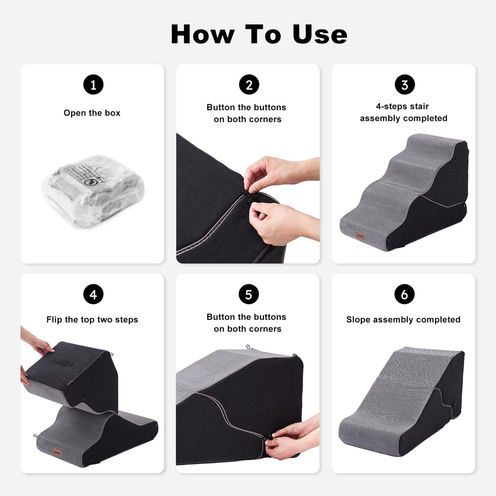 ZOMISIA dog stairs durable foam provides stable footing for dogs