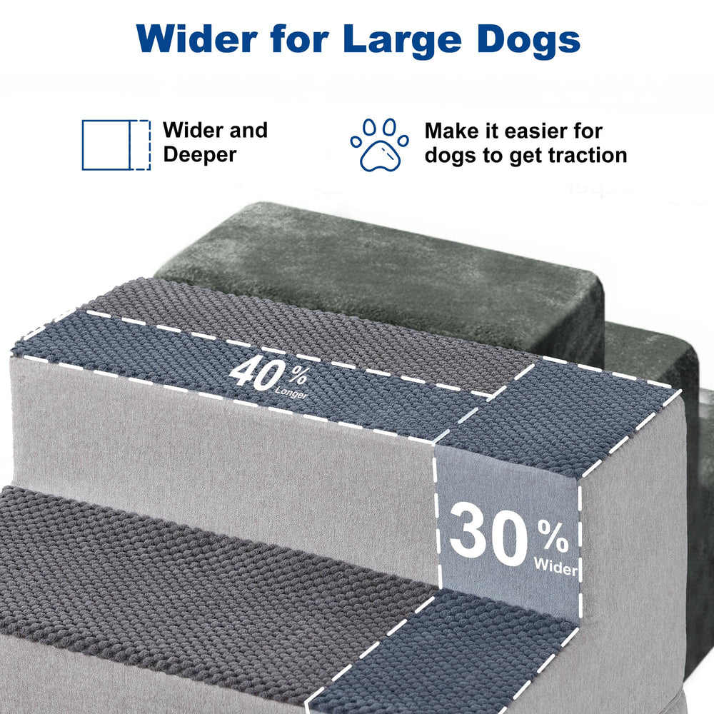ZOMISIA dog stairs 4-steps side view highlighting non-slip base stability