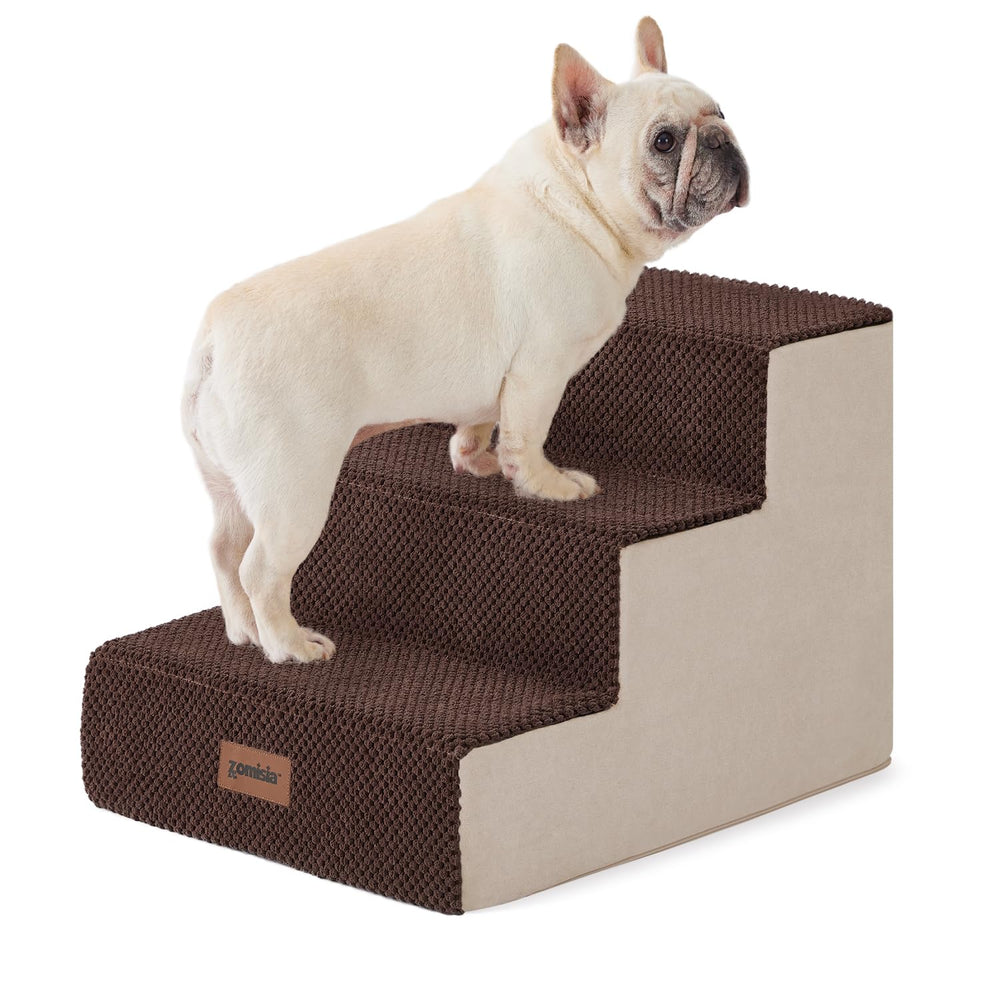 ZOMISIA dog steps on couch grey 3-step easing small pets onto furniture safely