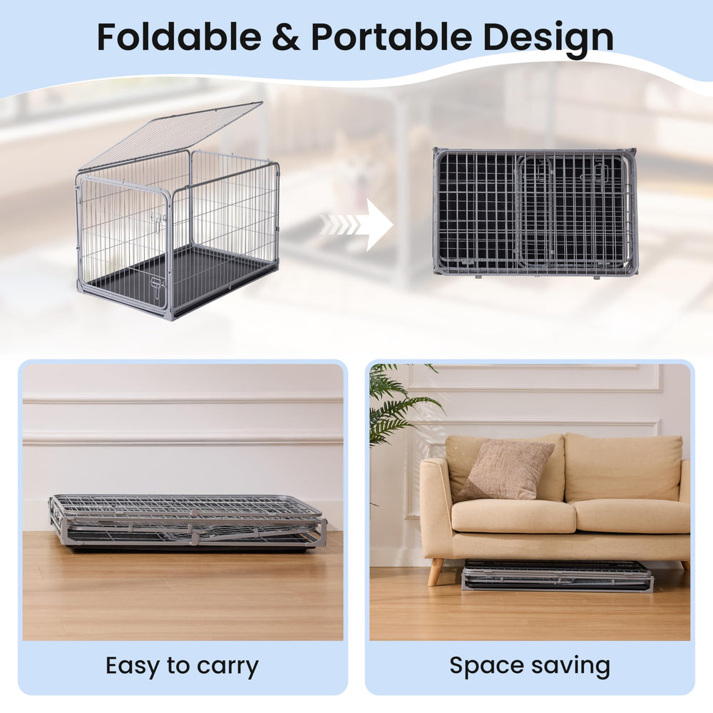 ZOMISIA double-door dog crate top-front design supports simple placement and better airflow.