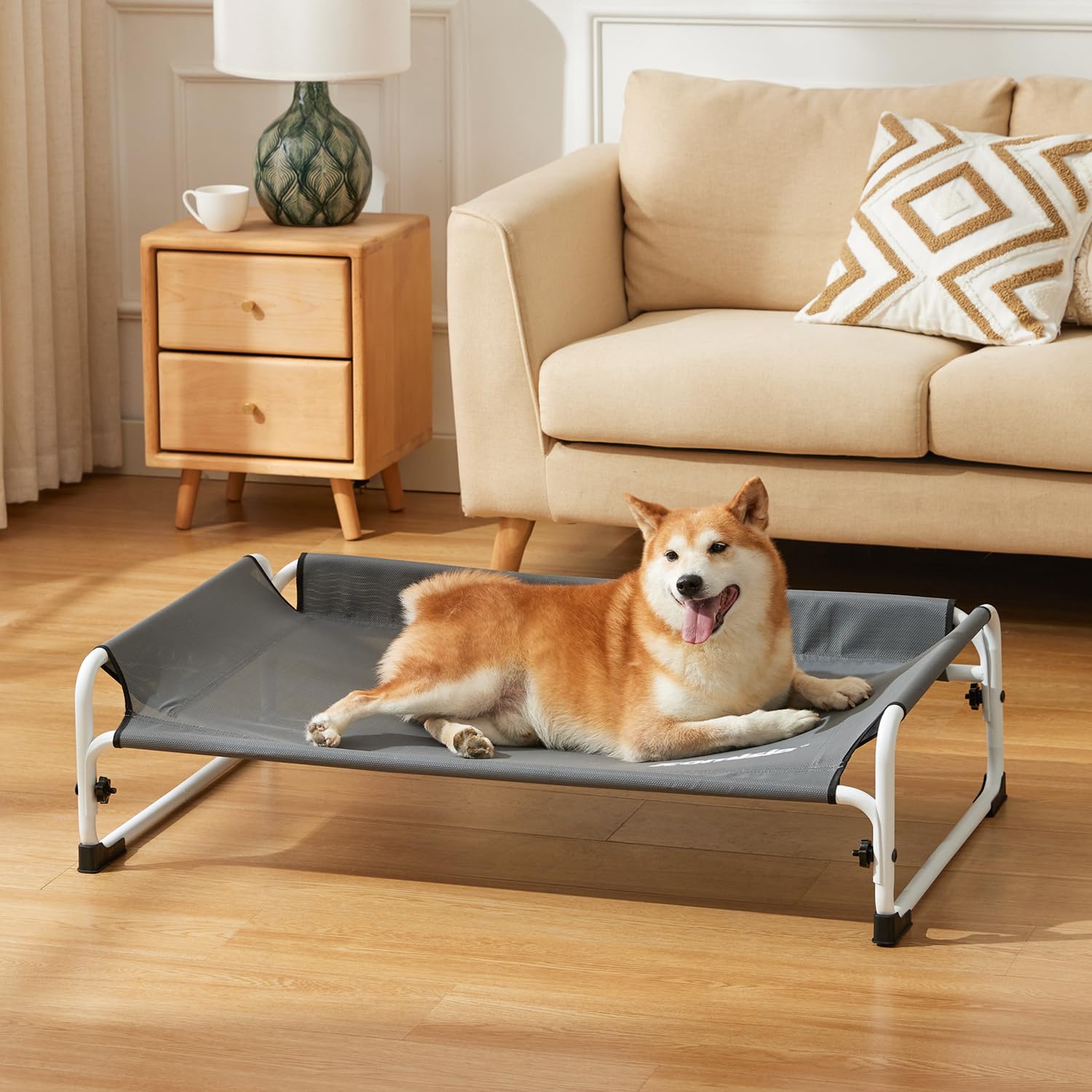 ZOMISIA elevated dog cot bed portable design for travel and camping.