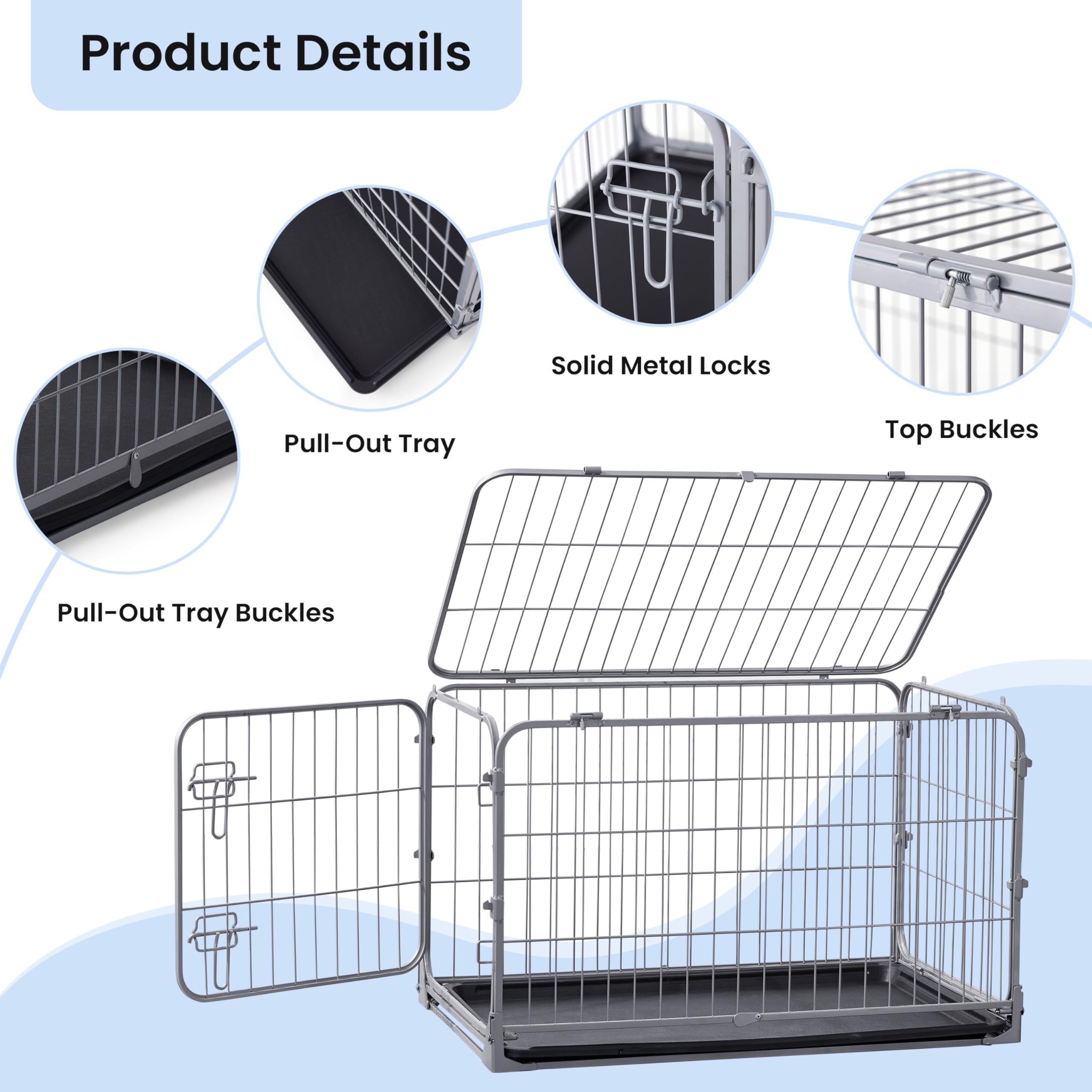 ZOMISIA escape-proof metal kennel doors ensure secure containment with easy-access double locking.