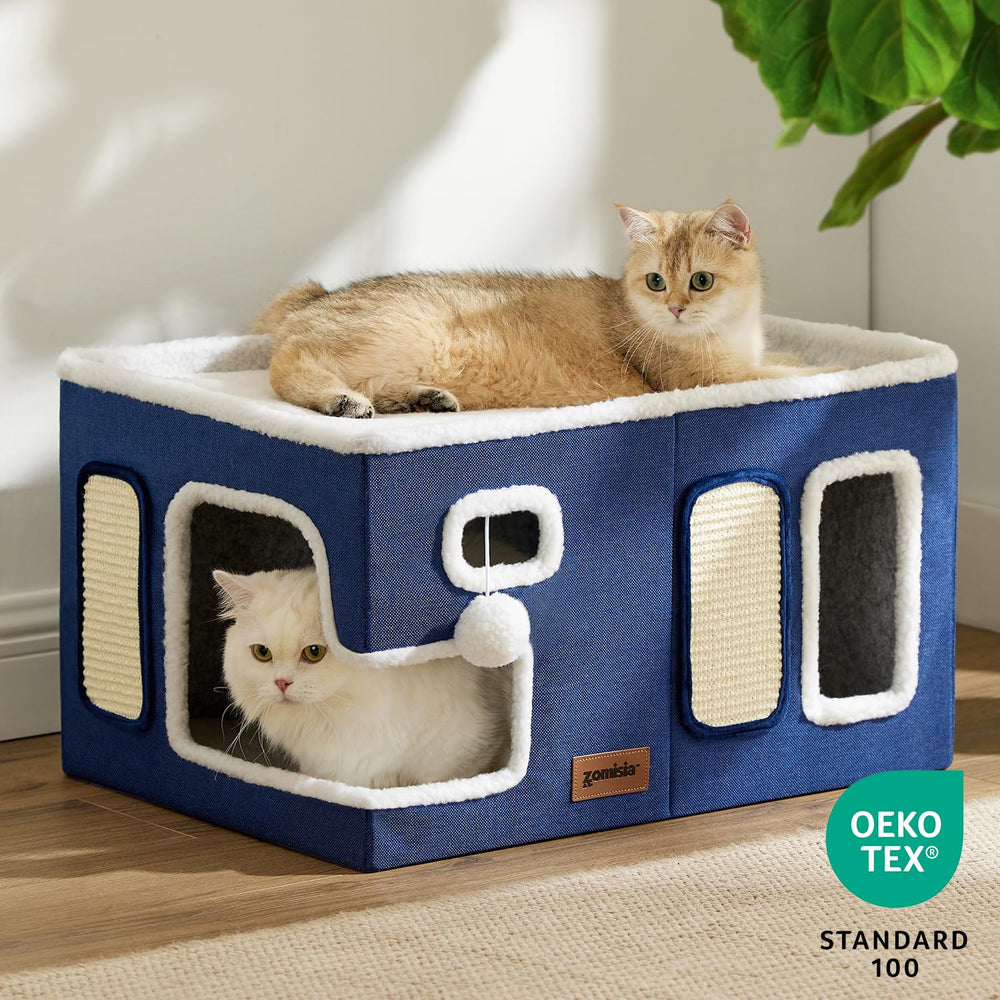 ZOMISIA Extra-Wide Cat House cushion is removable and machine-washable for simple cleaning.