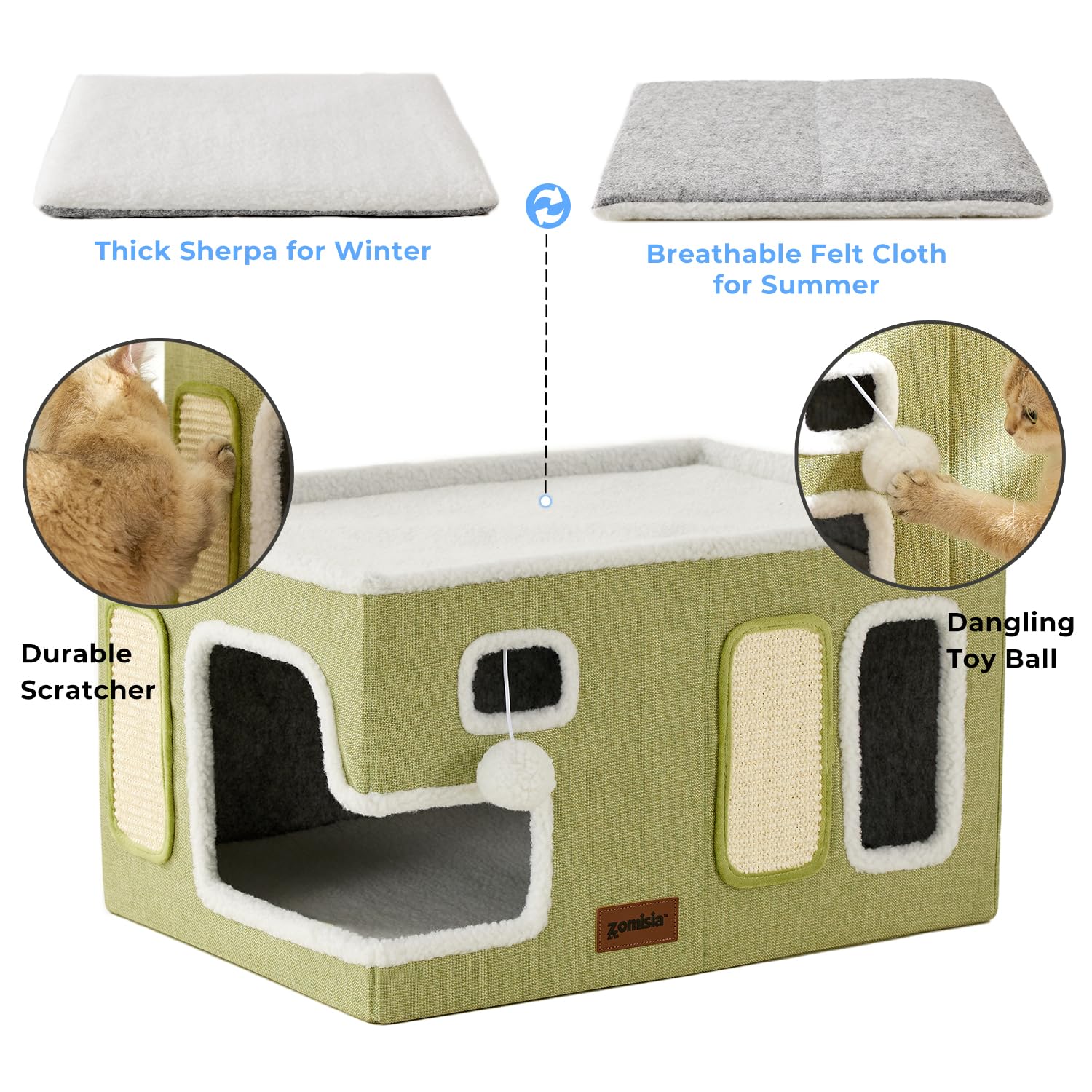 ZOMISIA built-in sisal scratch pad protects furniture and sharpens claws