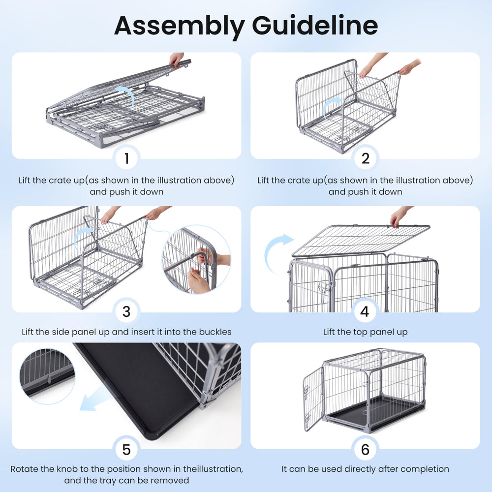 ZOMISIA foldable dog crate assembly-free folding makes storage easy when not in use.
