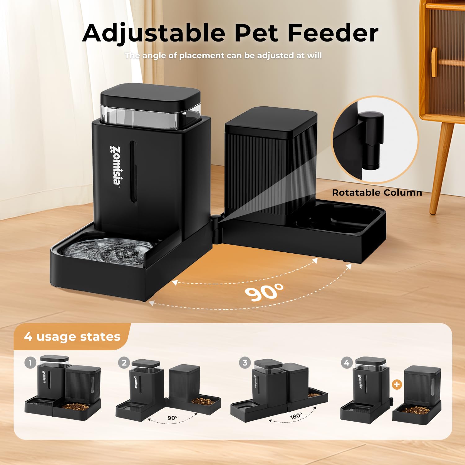 ZOMISIA gravity cat feeder large capacity supports longer intervals between refills.