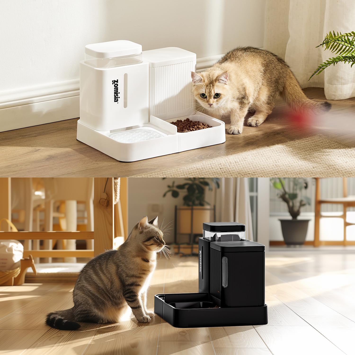 ZOMISIA gravity cat feeder design blends with modern homes.