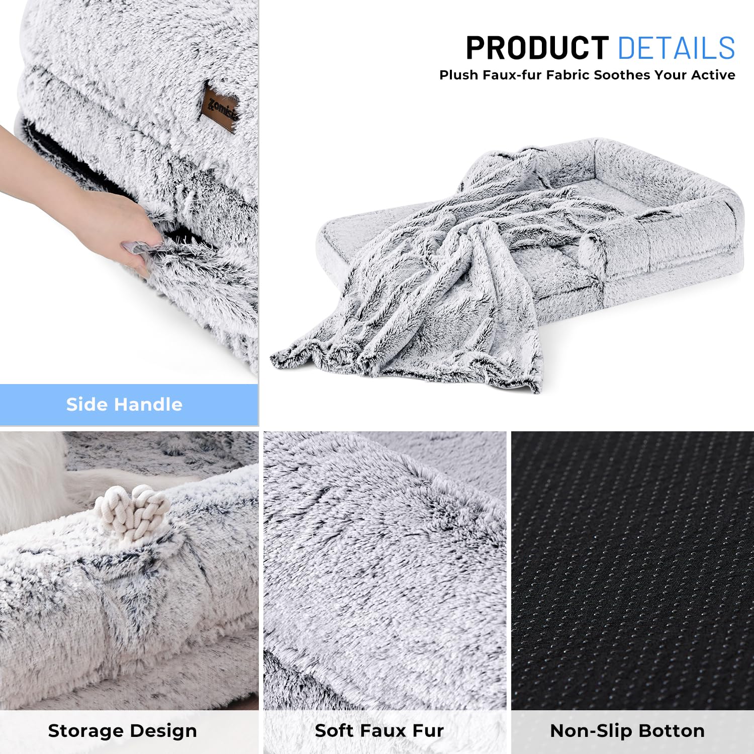 ZOMISIA human-dog-bed-anti-slip-bottom keeps bed stable during play