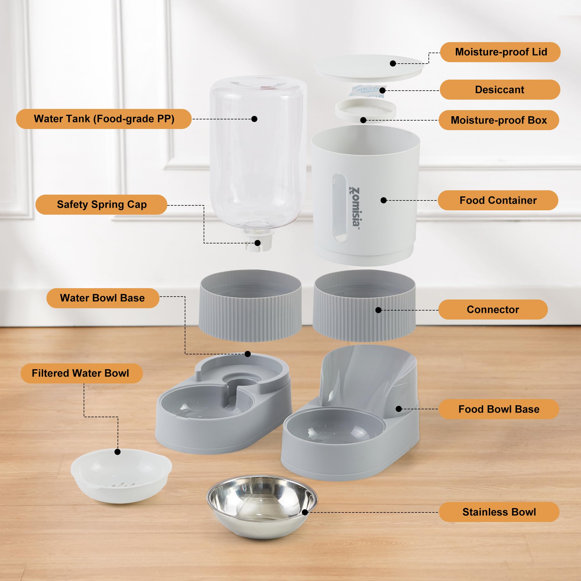 ZOMISIA large-capacity food and water keeps pets fed during busy days