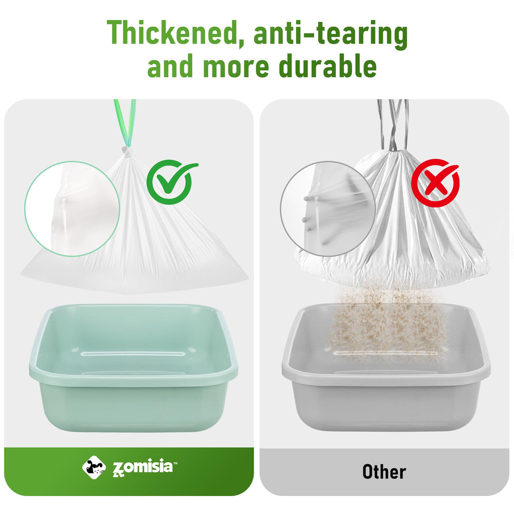 ZOMISIA litter box liner drawstring closure closes securely to prevent mess