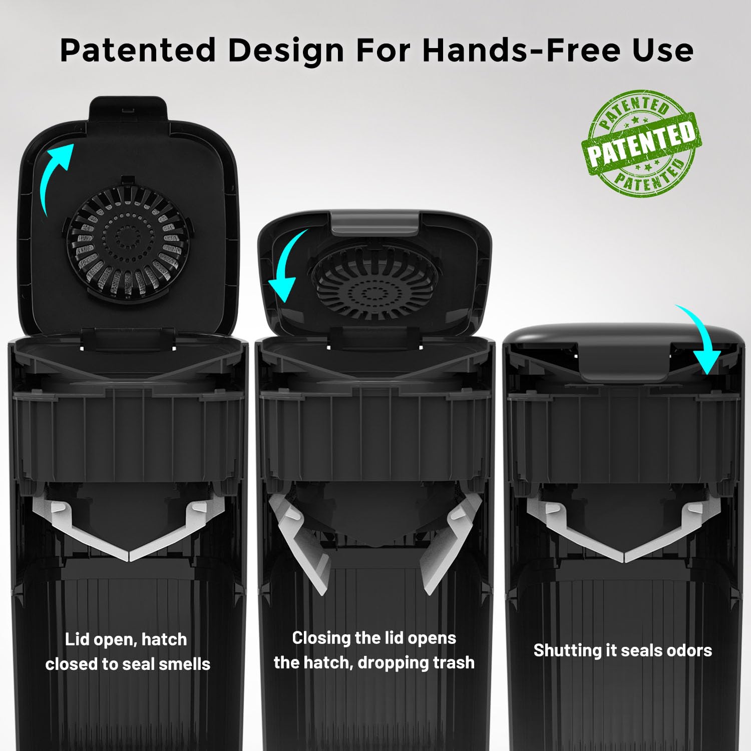 ZOMISIA patented structure enables hands-free clump transfer into the bin.