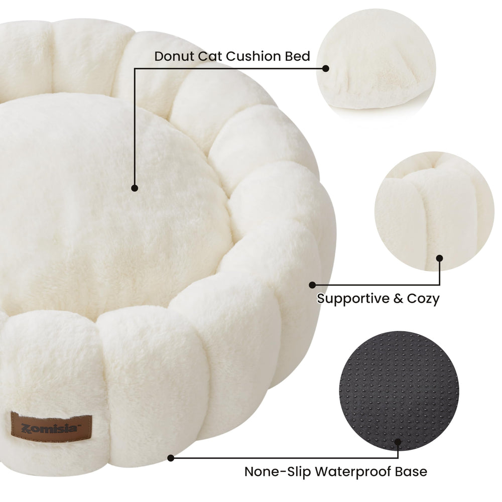 ZOMISIA donut bed anti-slip bottom keeps small pets safe during play.