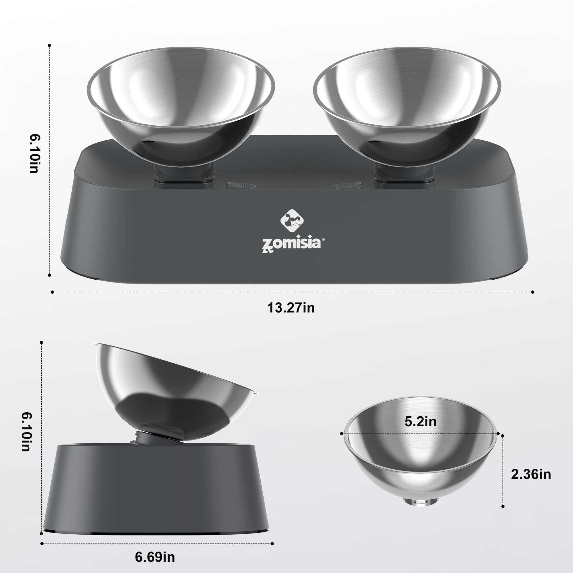 ZOMISIA stainless-bowls-304: safe stainless steel dining for pets