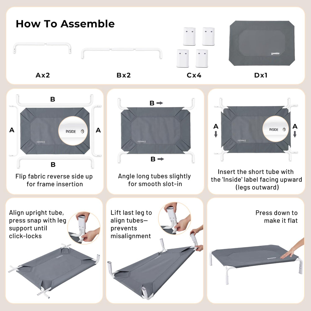 ZOMISIA XL dog cot bed being rinsed; easy-clean, water-resistant surface.
