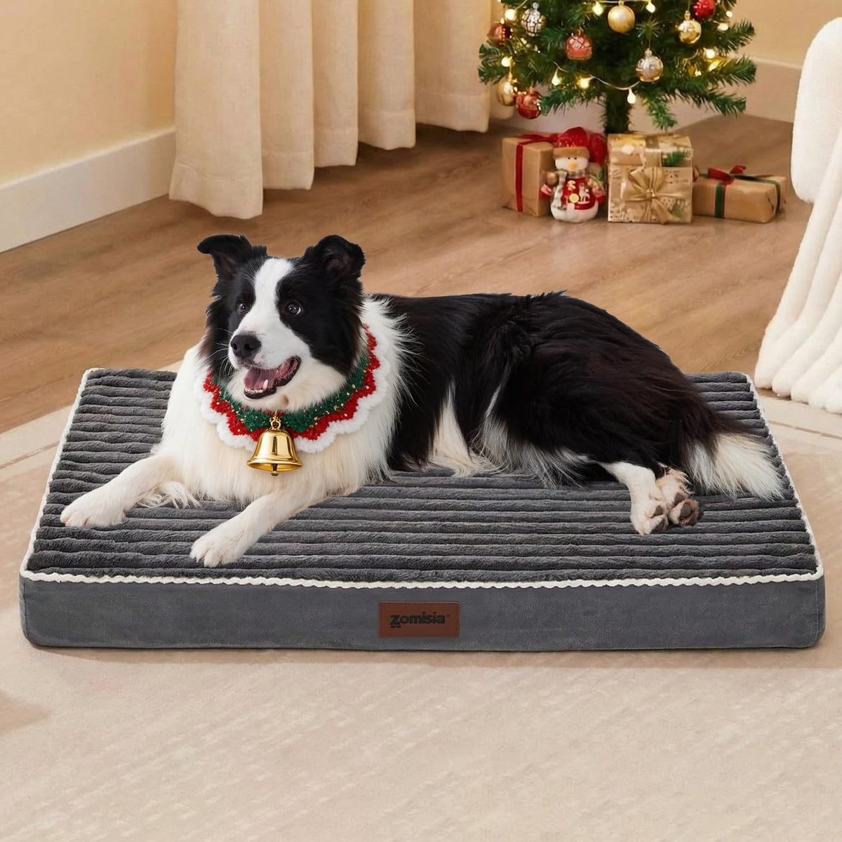 ZOMISIA XL dog crate bed with removable washable cover for easy cleaning.