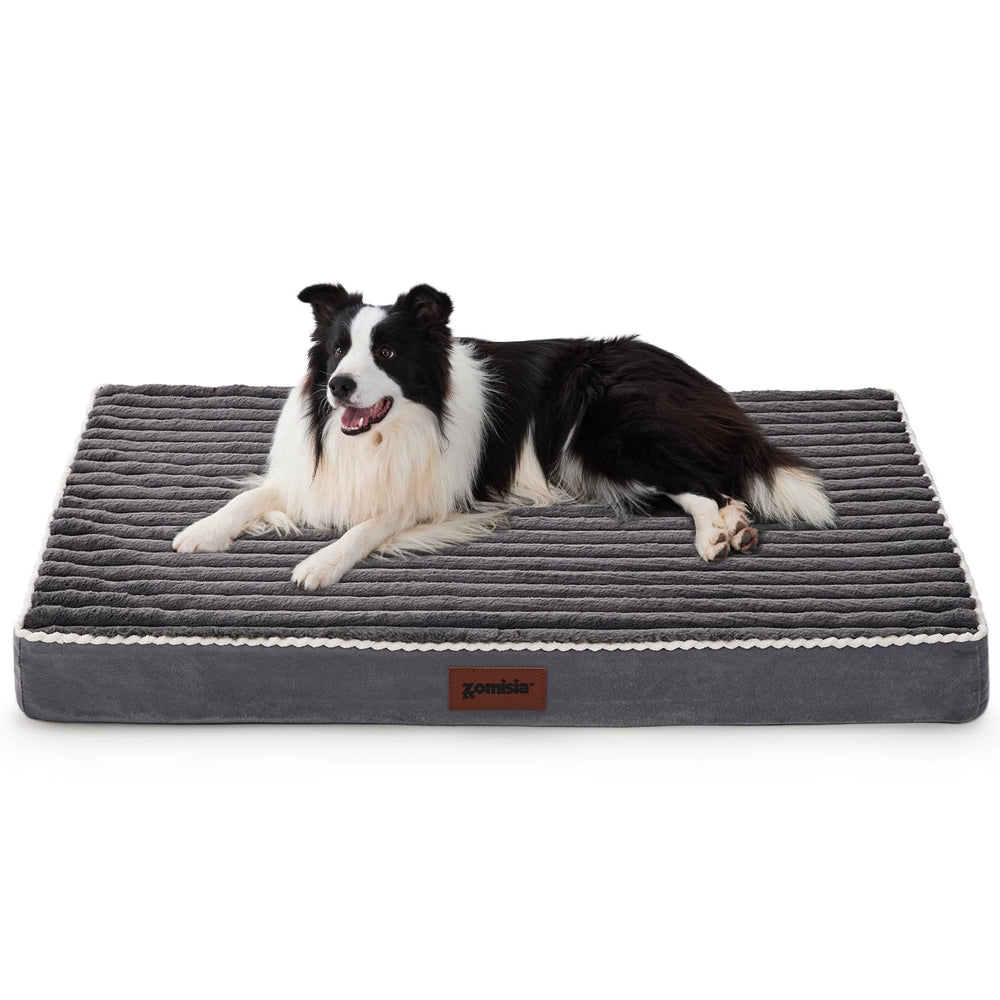 ZOMISIA XL dog crate bed close-up ribbed fabric design for modern style.