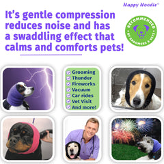 ZONI PETS Happy Hoodie ear-drape pink helps mute loud noises during baths.