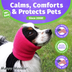 ZONI PETS Happy Hoodie side-wear pink shows ear coverage for noise protection.