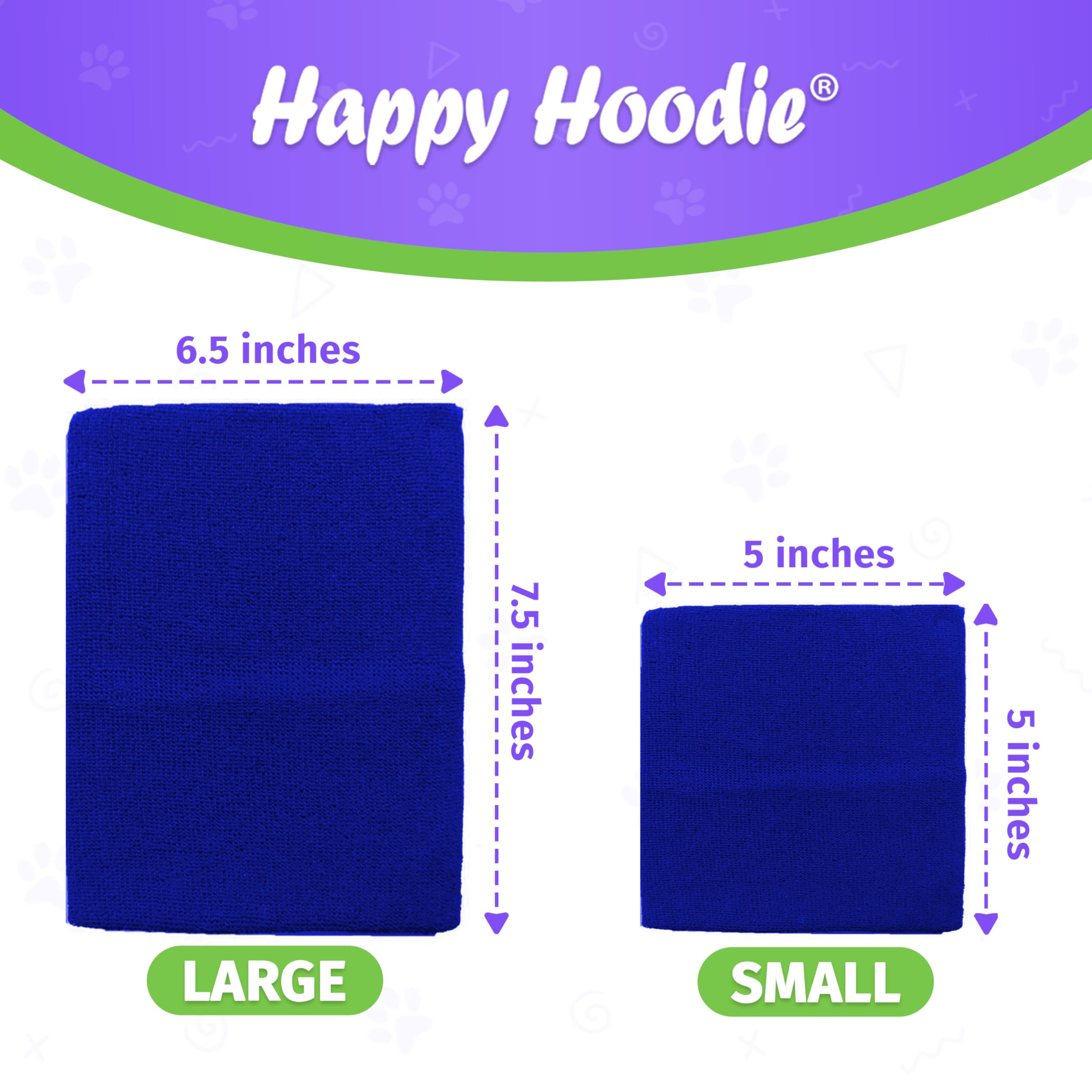 ZONI PETS Happy Hoodie size guide with small and large options