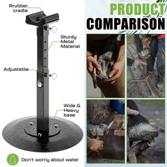 Zonon adjustable farrier stand supports horses, cows, goats with flexible height.
