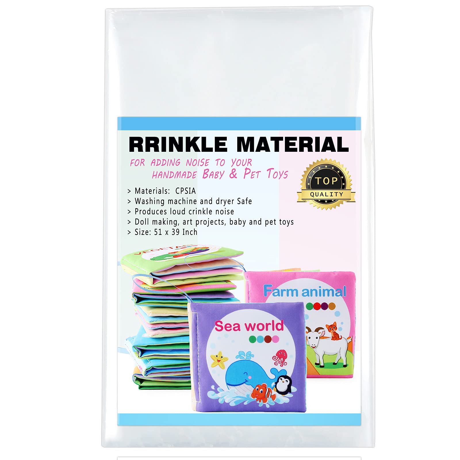 Zonon noise-making crinkle paper sheet 51x39 inch ready for DIY pet toy projects.